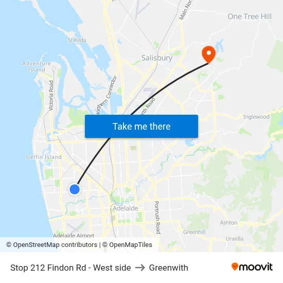 Stop 212 Findon Rd - West side to Greenwith map