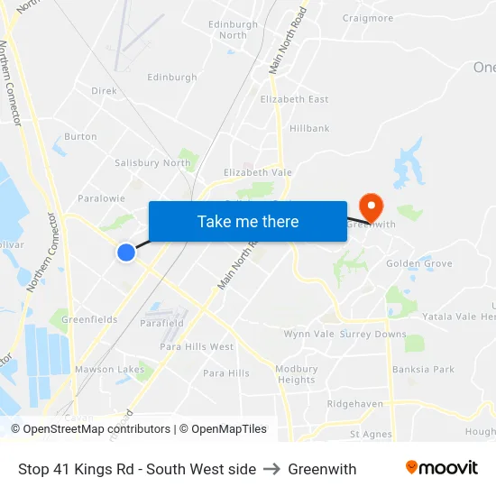 Stop 41 Kings Rd - South West side to Greenwith map