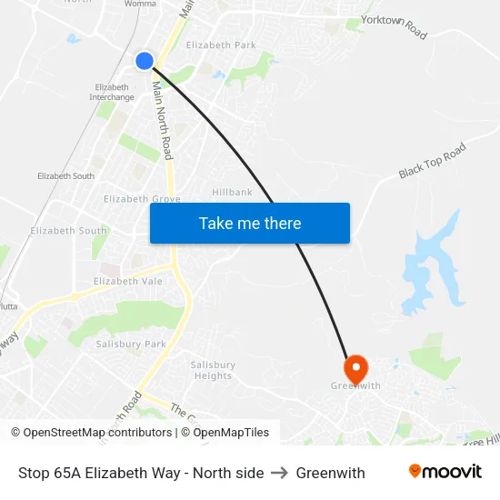 Stop 65A Elizabeth Way - North side to Greenwith map