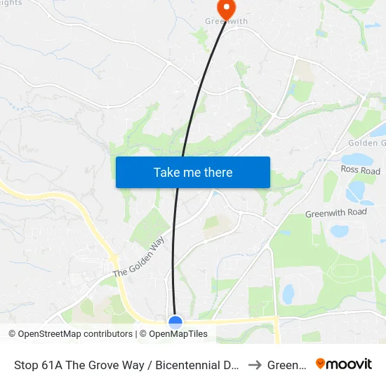 Stop 61A The Grove Way / Bicentennial Dr - North side to Greenwith map