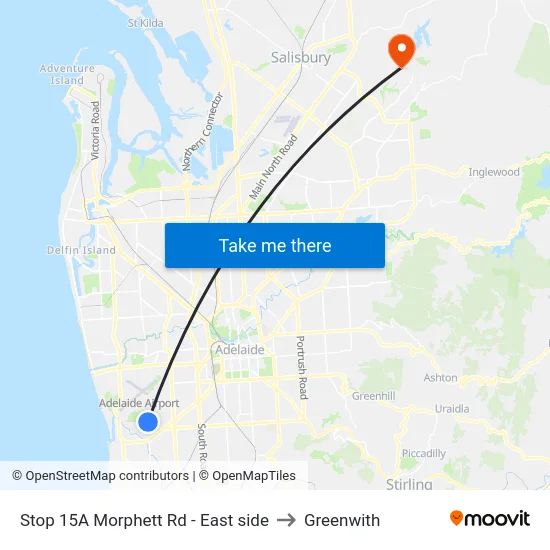 Stop 15A Morphett Rd - East side to Greenwith map