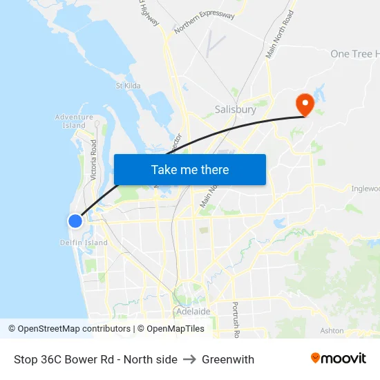 Stop 36C Bower Rd - North side to Greenwith map