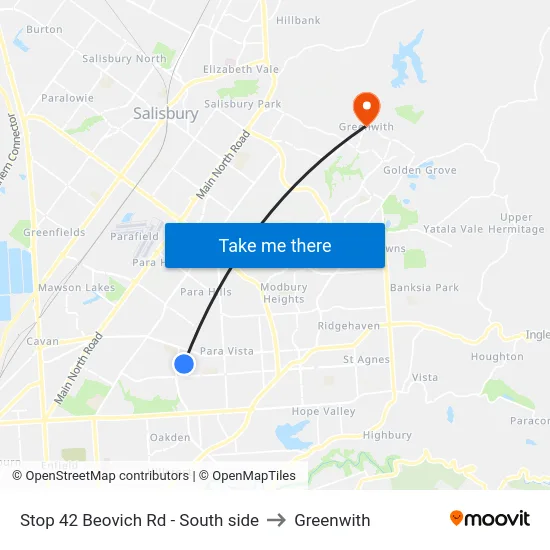 Stop 42 Beovich Rd - South side to Greenwith map