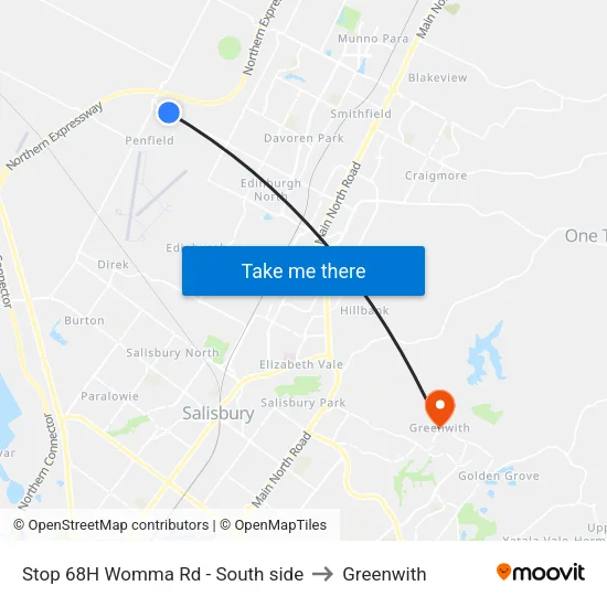 Stop 68H Womma Rd - South side to Greenwith map