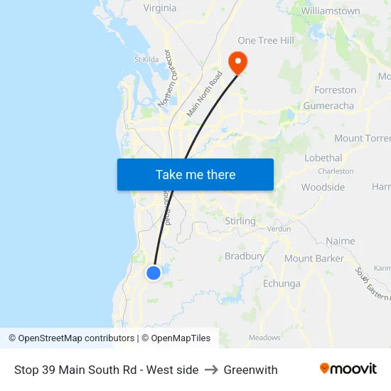 Stop 39 Main South Rd - West side to Greenwith map