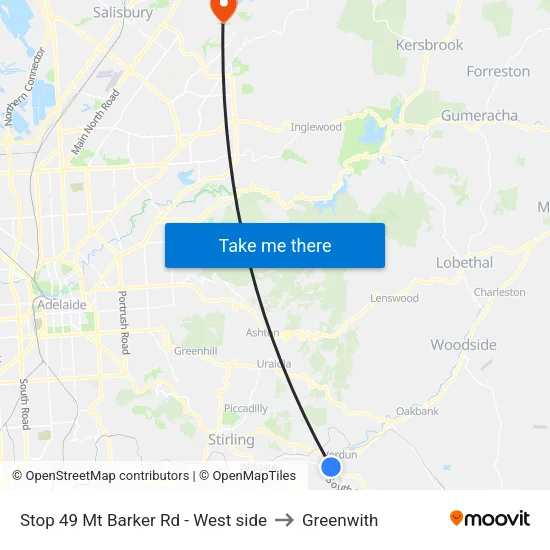 Stop 49 Mt Barker Rd - West side to Greenwith map