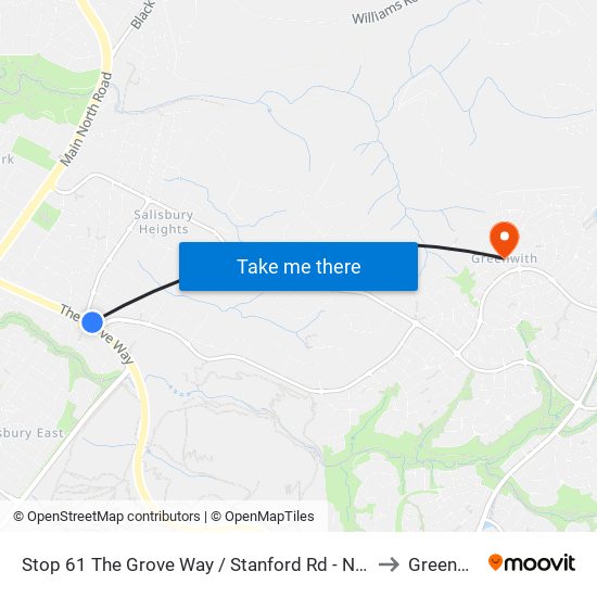 Stop 61 The Grove Way / Stanford Rd - North side to Greenwith map