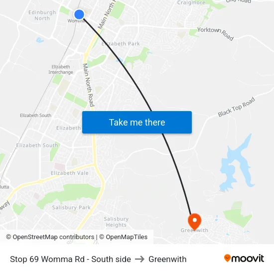 Stop 69 Womma Rd - South side to Greenwith map