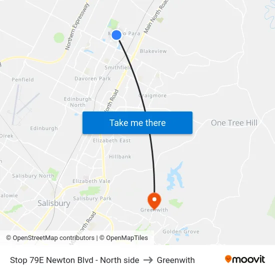 Stop 79E Newton Blvd - North side to Greenwith map
