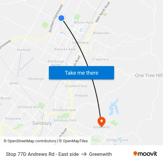 Stop 77D Andrews Rd - East side to Greenwith map
