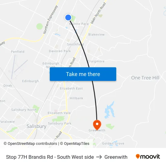 Stop 77H Brandis Rd - South West side to Greenwith map