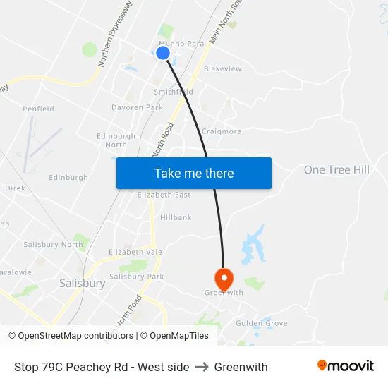Stop 79C Peachey Rd - West side to Greenwith map