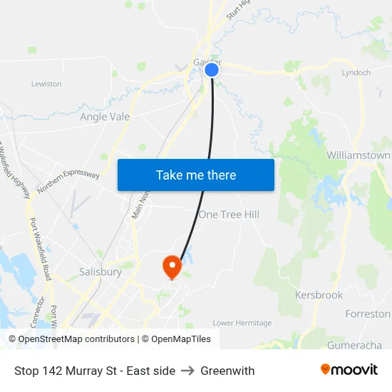 Stop 142 Murray St - East side to Greenwith map