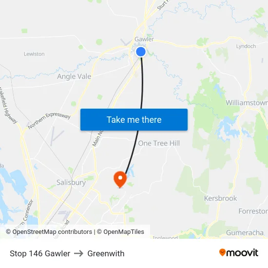 Stop 146 Gawler to Greenwith map