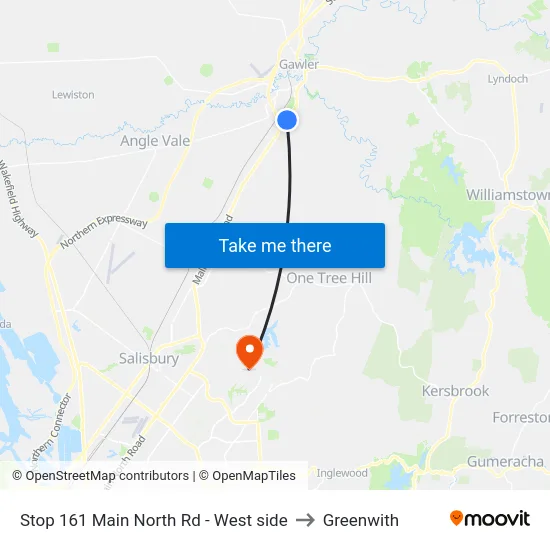 Stop 161 Main North Rd - West side to Greenwith map