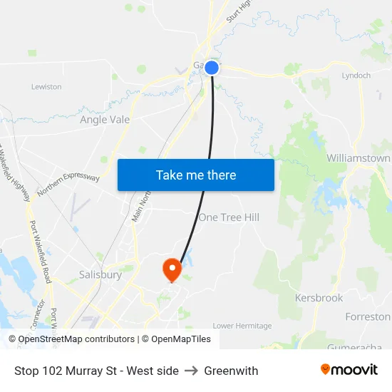 Stop 102 Murray St - West side to Greenwith map