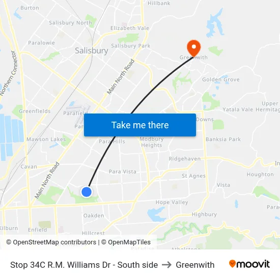 Stop 34C R.M. Williams Dr - South side to Greenwith map
