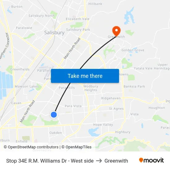 Stop 34E R.M. Williams Dr - West side to Greenwith map