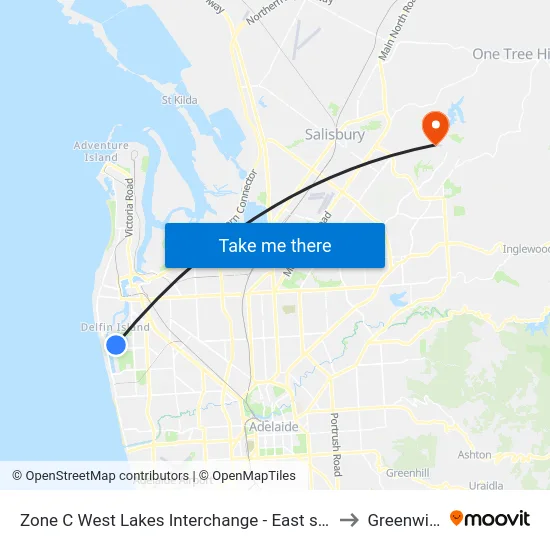 Zone C West Lakes Interchange - East side to Greenwith map