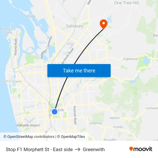 Stop F1 Morphett St - East side to Greenwith map