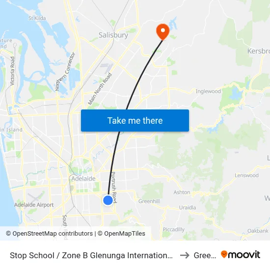 Stop School / Zone B Glenunga International High School Conyngham St to Greenwith map