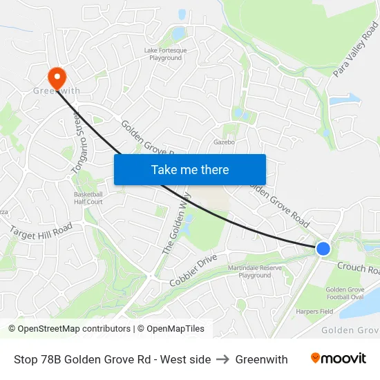 Stop 78B Golden Grove Rd - West side to Greenwith map