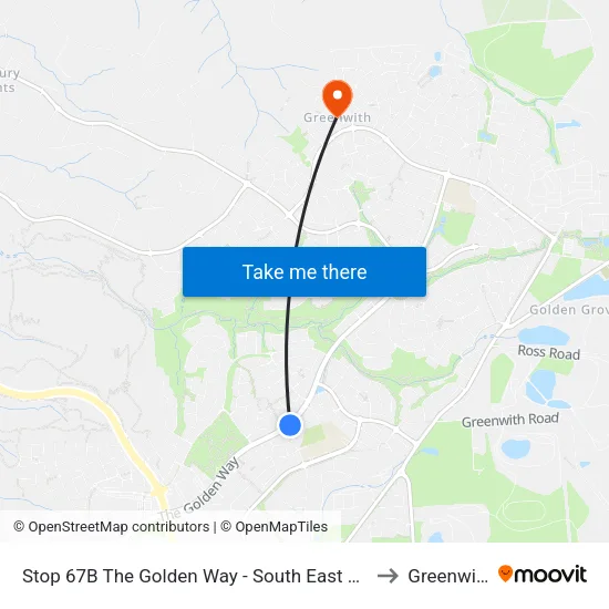 Stop 67B The Golden Way - South East side to Greenwith map