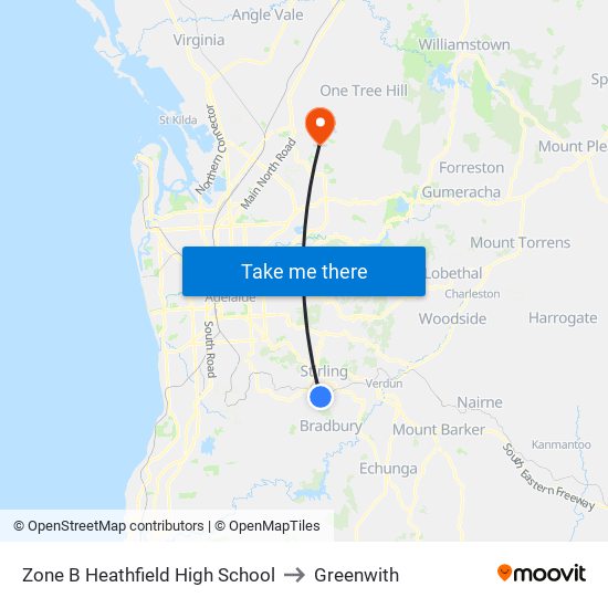 Zone B Heathfield High School to Greenwith map