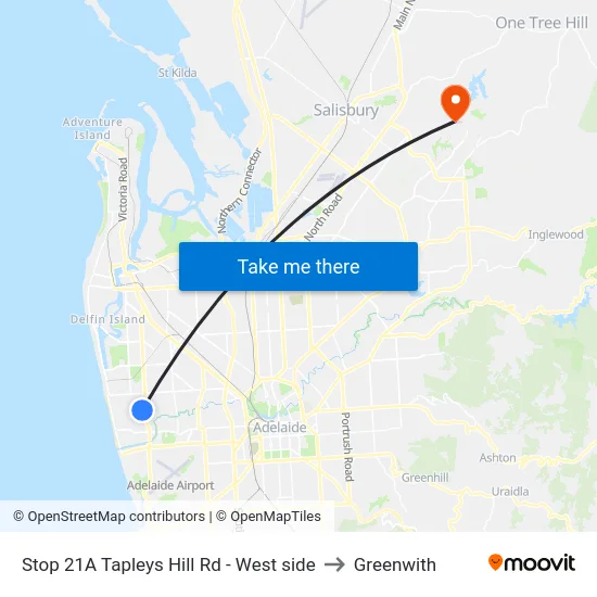 Stop 21A Tapleys Hill Rd - West side to Greenwith map