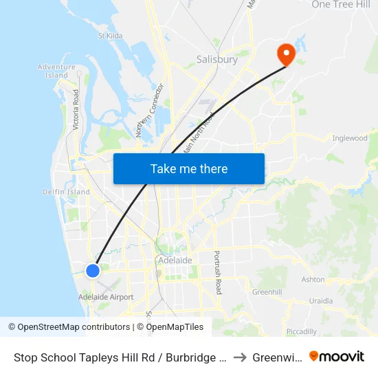 Stop School Tapleys Hill Rd / Burbridge Rd to Greenwith map