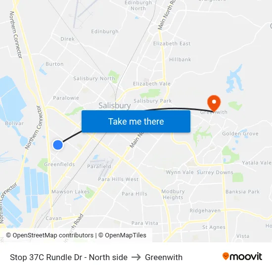 Stop 37C Rundle Dr - North side to Greenwith map