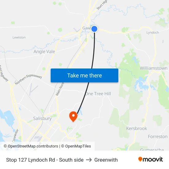Stop 127 Lyndoch Rd - South side to Greenwith map