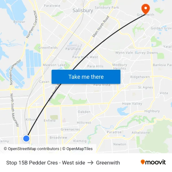 Stop 15B Pedder Cres - West side to Greenwith map