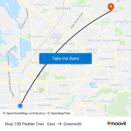 Stop 15B Pedder Cres - East to Greenwith map