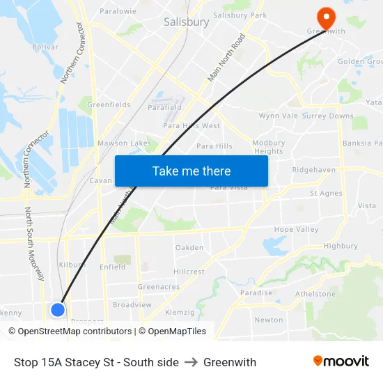 Stop 15A Stacey St - South side to Greenwith map