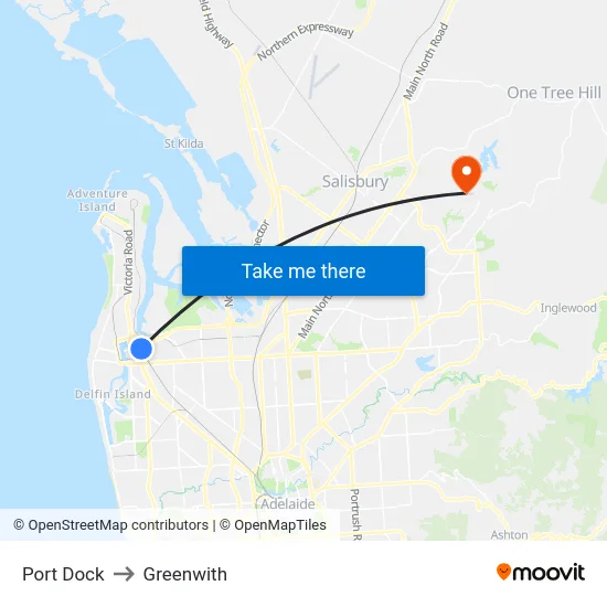 Port Dock to Greenwith map