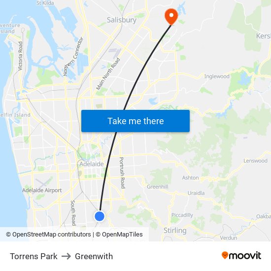 Torrens Park to Greenwith map