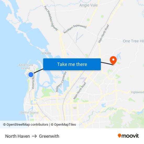 North Haven to Greenwith map