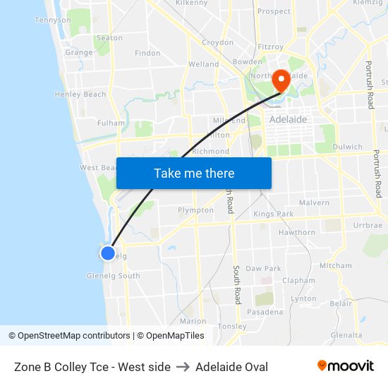 Zone B Colley Tce - West side to Adelaide Oval map