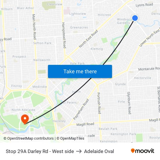 Stop 29A Darley Rd - West side to Adelaide Oval map