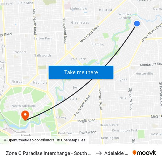 Zone C Paradise Interchange - South East side to Adelaide Oval map