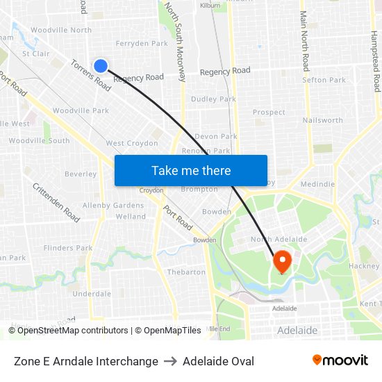 Zone E Arndale Interchange to Adelaide Oval map