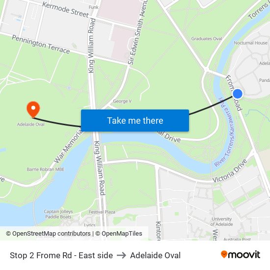 Stop 2 Frome Rd - East side to Adelaide Oval map