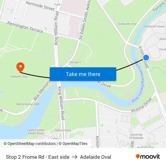 Stop 2 Frome Rd - East side to Adelaide Oval map