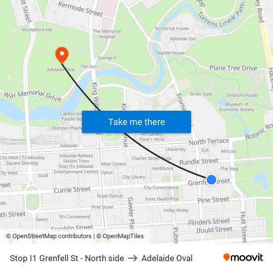 Stop I1 Grenfell St - North side to Adelaide Oval map