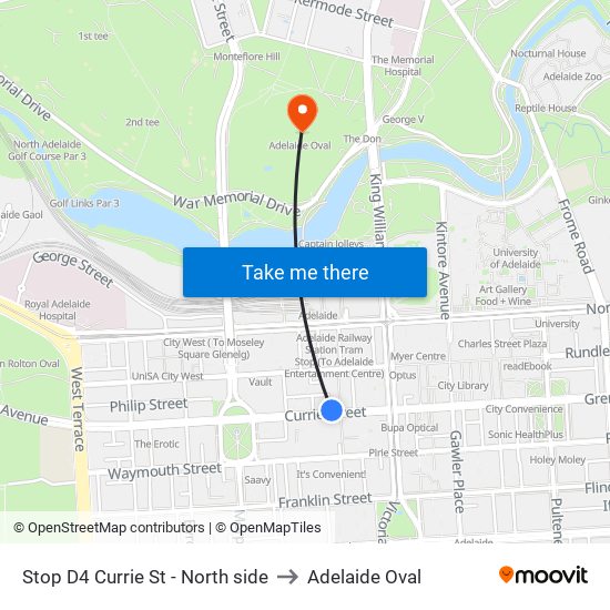 Stop D4 Currie St - North side to Adelaide Oval map