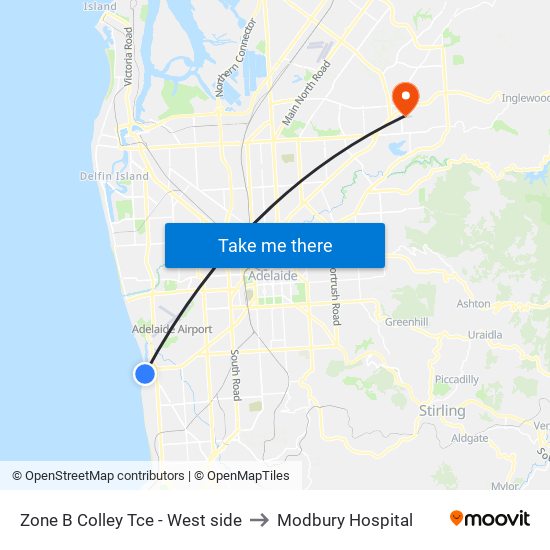 Zone B Colley Tce - West side to Modbury Hospital map