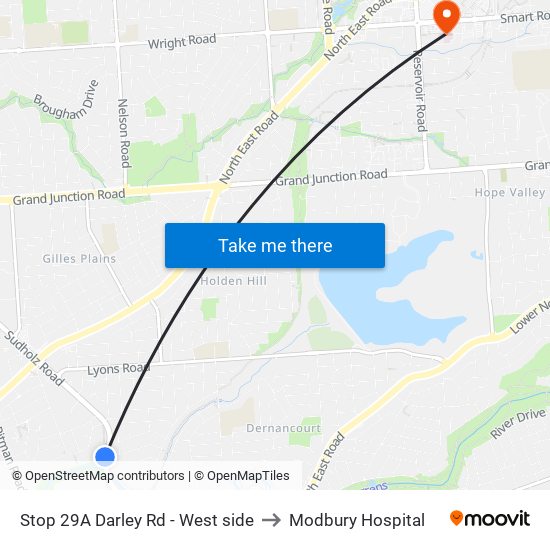 Stop 29A Darley Rd - West side to Modbury Hospital map