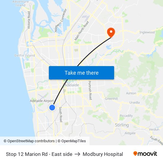 Stop 12 Marion Rd - East side to Modbury Hospital map
