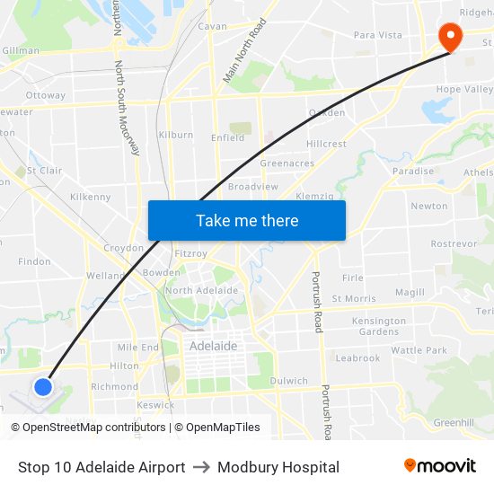 Stop 10 Adelaide Airport to Modbury Hospital map